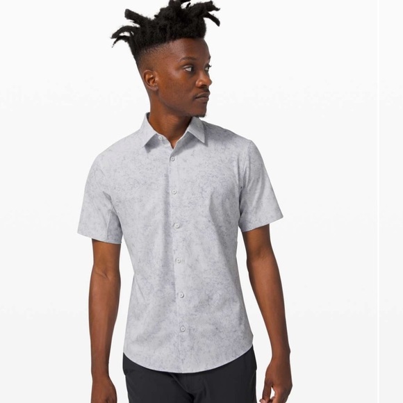 Lululemon “Airing Easy” Short Sleeve Shirt Ventlight Mesh Gray Marble Like New! - Picture 1 of 10